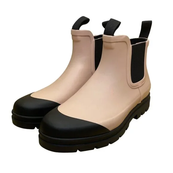 Everlane Women’s Pink & Black Rubber Chelsea Pull-On Lug Sole Ankle Boots Size 8 - Picture 3 of 11